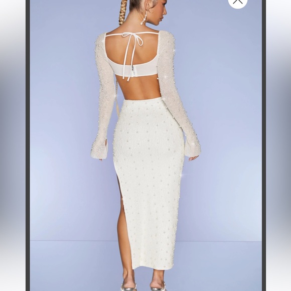 Oh Polly embellished maxi skirt in ivory, size 4 - Picture 2 of 5